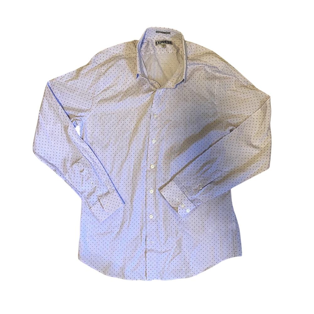 Express Men's Size XS Fitted Lavender Purple Micro Geometric Print Dress Shirt